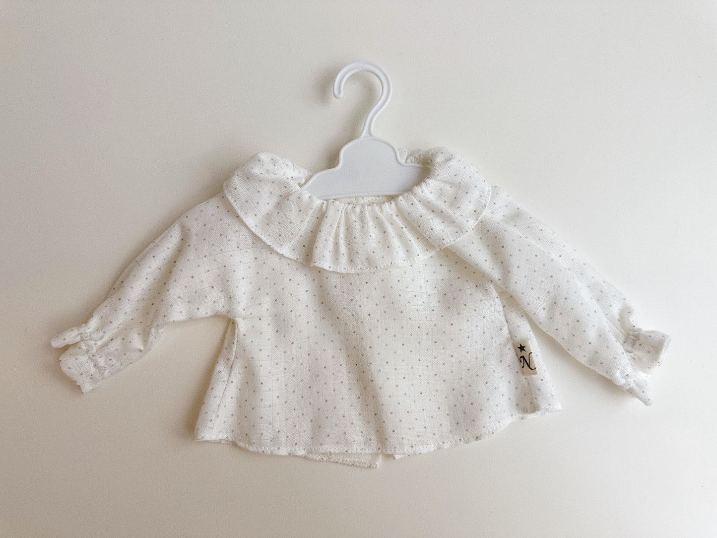 BLUSA MANGA LARGA Y CON CUELLO PARA REBORN DE 40 CM Y MUÑECA DE 42 CM