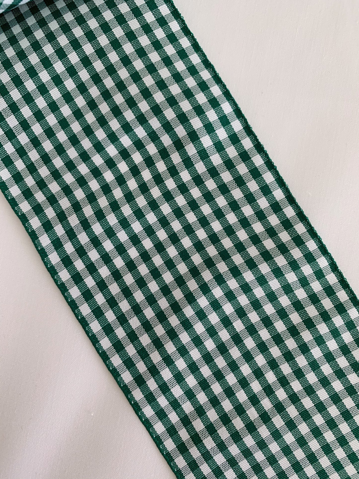 CINTA DE PELO ESTAMPADO DE CUADROS VERDE Y BLANCO 7 CENTÍMETROS DE ANCHO