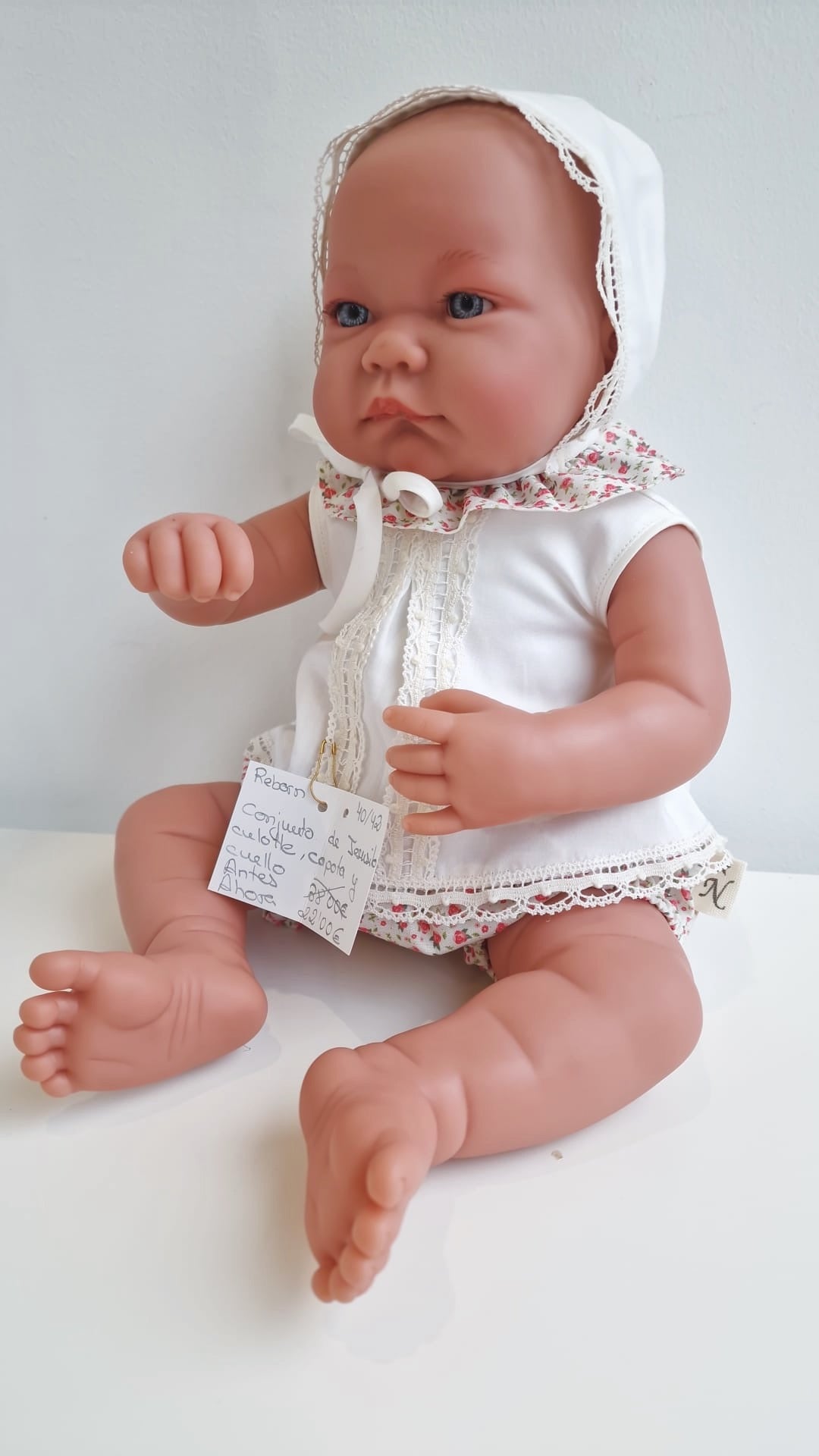CONJUNTO JESUSITO, CULOTTE Y CAPOTA PARA REBORN 42 CENTIMETROS