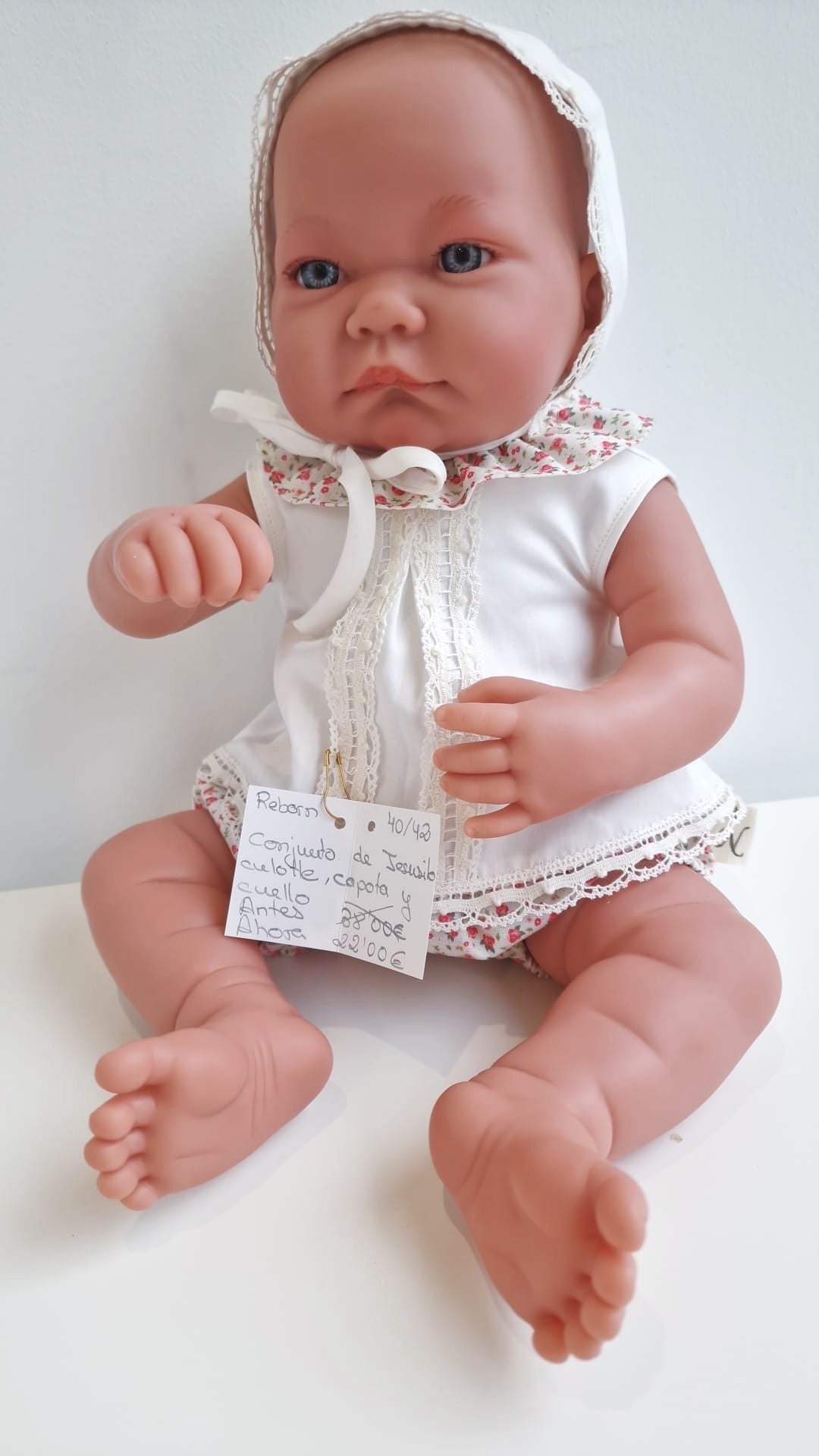 CONJUNTO JESUSITO, CULOTTE Y CAPOTA PARA REBORN 42 CENTIMETROS