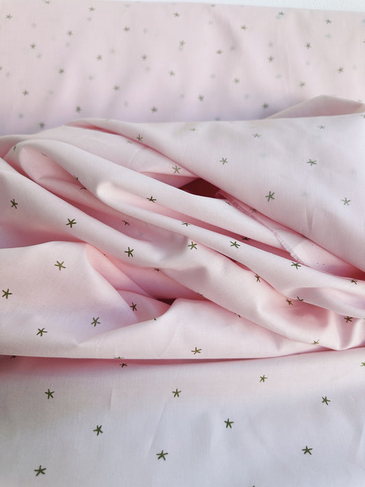 TELA ESTAMPADO ESTRELLAS DORADAS DE 1,5 METROS DE ANCHO. 12 EUROS/ METRO.