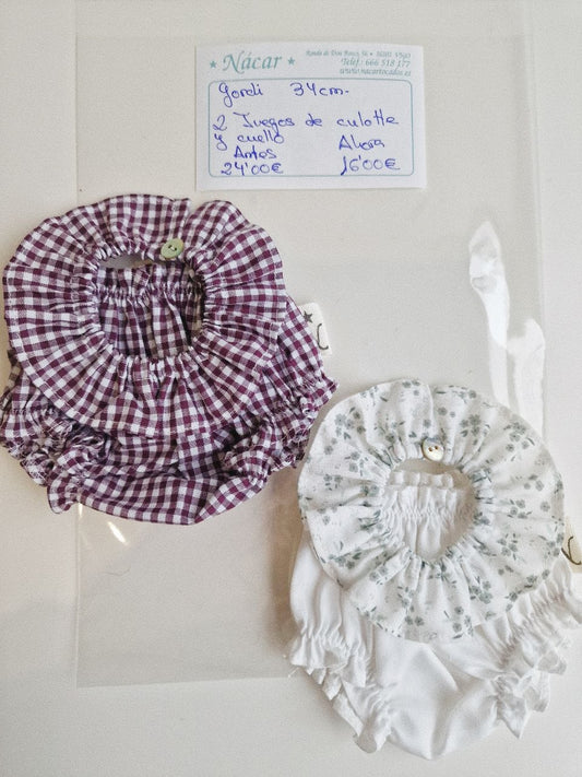 2 JUEGOS DE CUELLO Y CULOTTE PARA MUÑECO GORDI 34 CENTÍMETROS