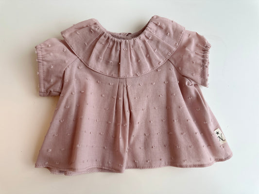 BLUSA CON CUELLO PARA REBORN DE 52 CENTÍMETROS PLUMETI ROSA VIEJO