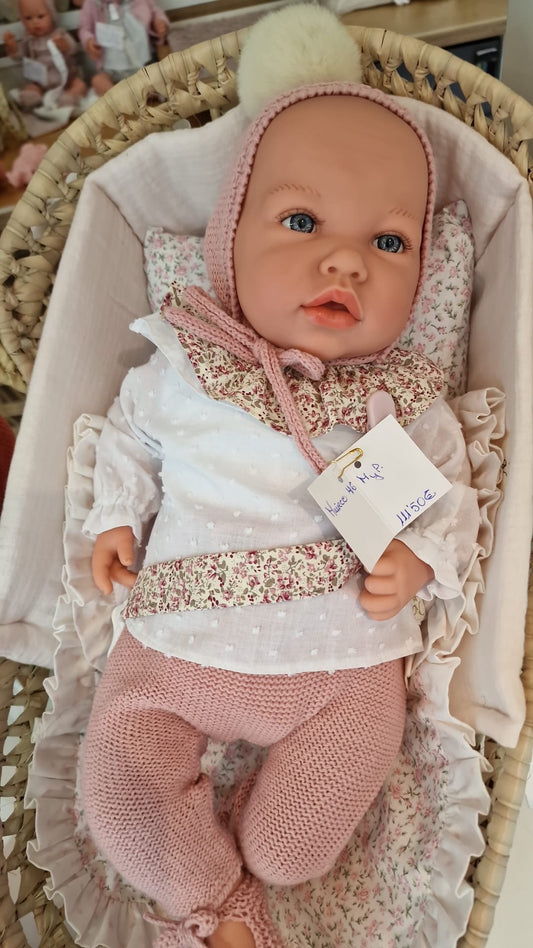 Muñeco 46 centímetros Marina & Pau, polaina rosa Pi con chupete y chupereto