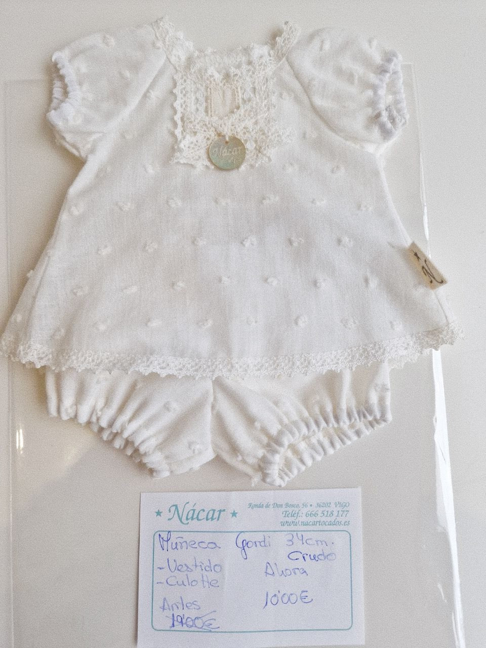 JUEGO DE CUELLO, CAPOTA Y CULOTTE CRUDO PARA MUÑECO GORDI 34 CENTÍMETROS