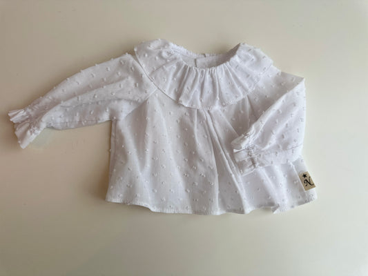 BLUSA CON CUELLO PARA REBORN DE 52 CENTÍMETROS BLANCA