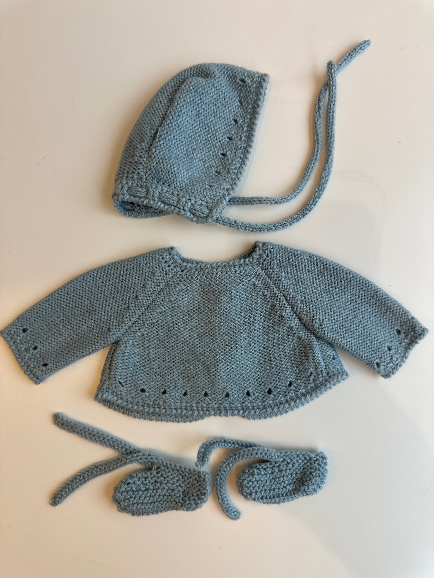 Conjuntos punto algodón hechos a máquina, modelo calado 36cm