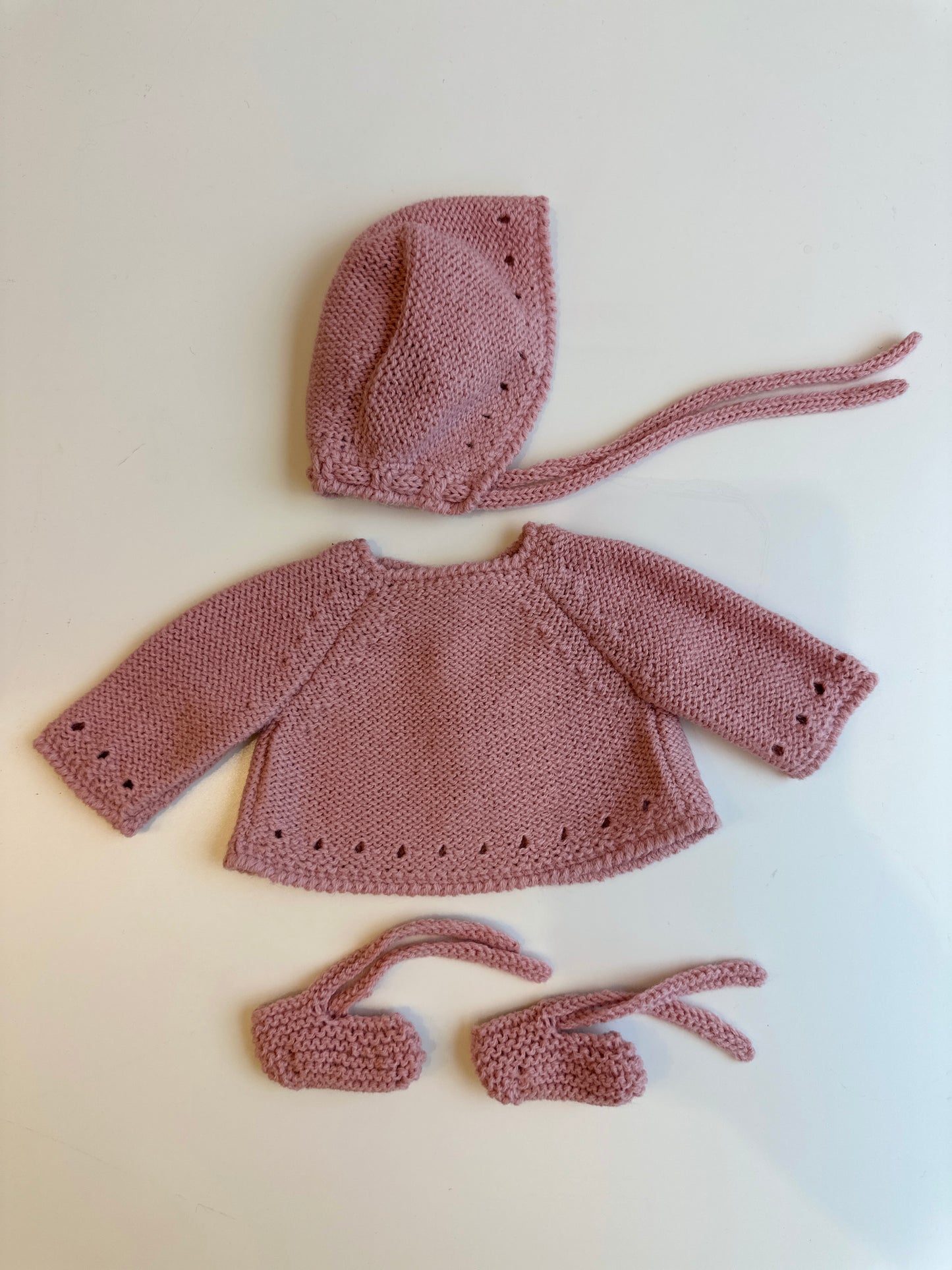 Conjuntos punto algodón hechos a máquina, modelo calado 36cm