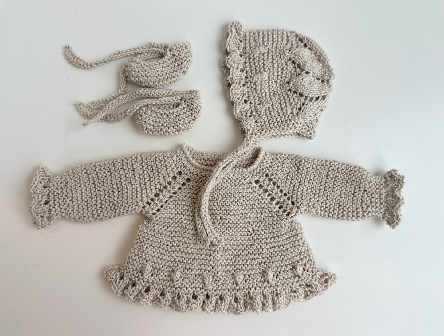 Conjuntos punto algodón hechos a mano, 36cm