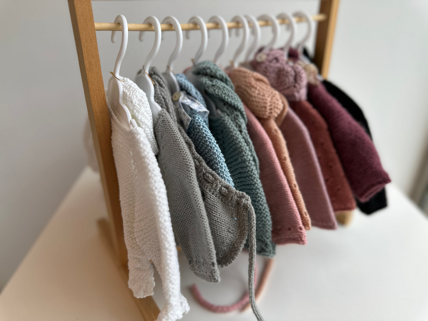 Conjuntos punto algodón hechos a máquina, modelo calado 36cm